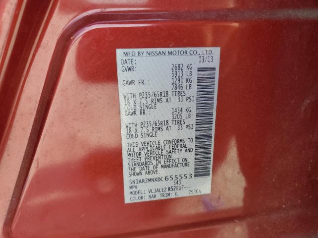 5N1AR2MNXDC655553 - 2013 NISSAN PATHFINDER S Qırmızı foto 13