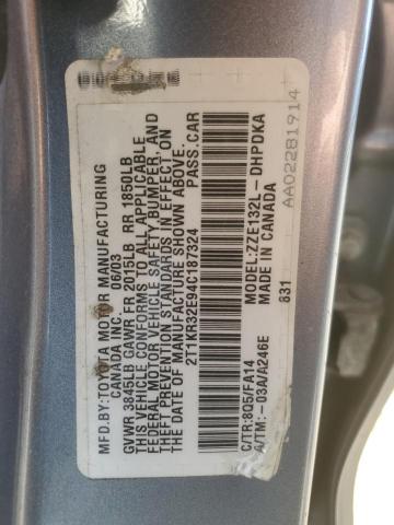 2T1KR32E94C187324 - 2004 TOYOTA COROLLA MATRIX XR BLUE photo 12