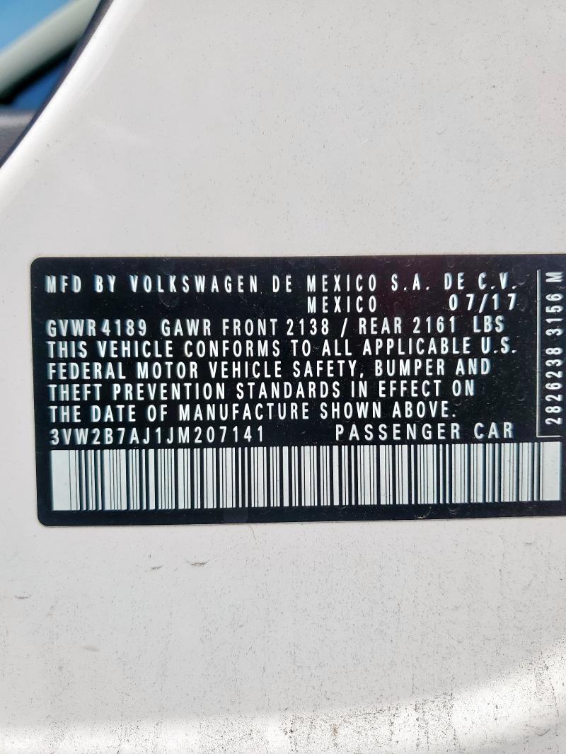 3VW2B7AJ1JM207141 - 2018 VOLKSWAGEN JETTA S WHITE photo 12