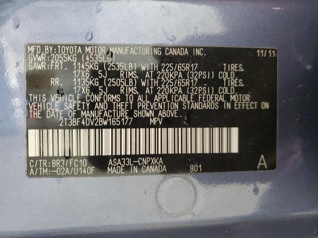 2T3BF4DV2BW165177 - 2011 TOYOTA RAV4 Mavi foto 12