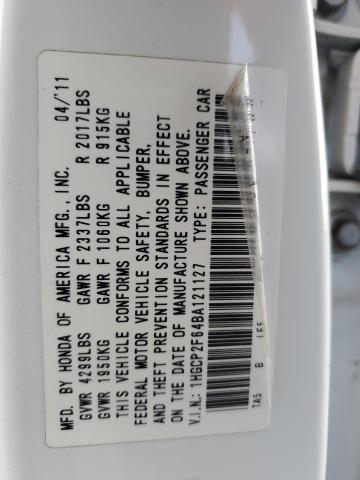 1HGCP2F64BA121127 - 2011 HONDA ACCORD SE WHITE photo 13