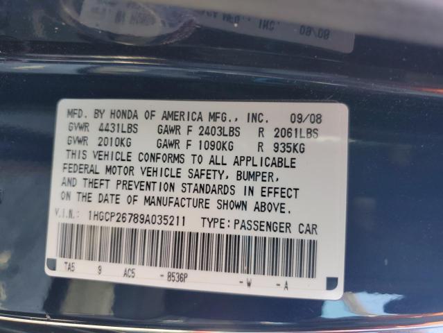 1HGCP26789A035211 - 2009 HONDA ACCORD EX 蓝色 照片 12