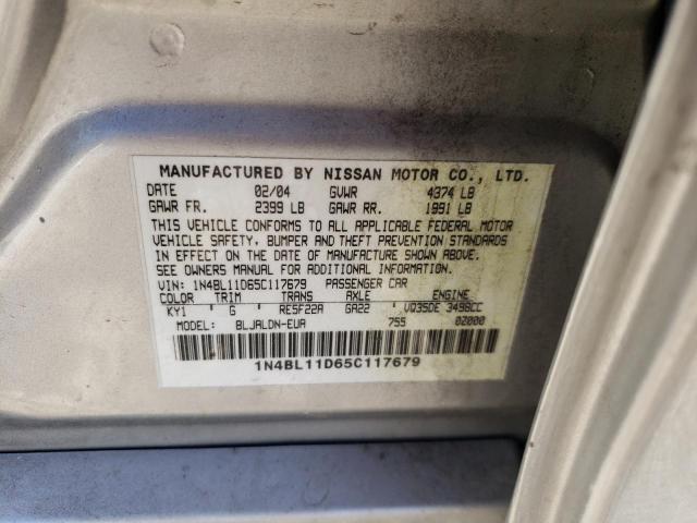 1N4BL11D65C117679 - 2005 NISSAN ALTIMA SE SILVER photo 12