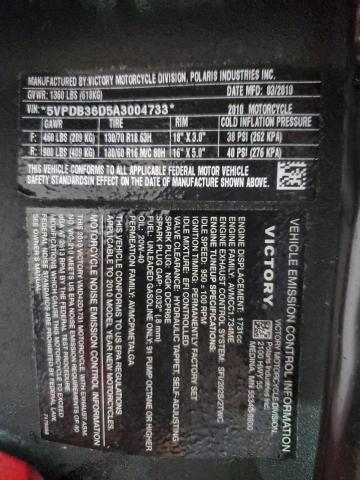 5VPDB36D5A3004733 - 2010 VICTORY MOTORCYCLES CROSS COUN Rouge photo 10