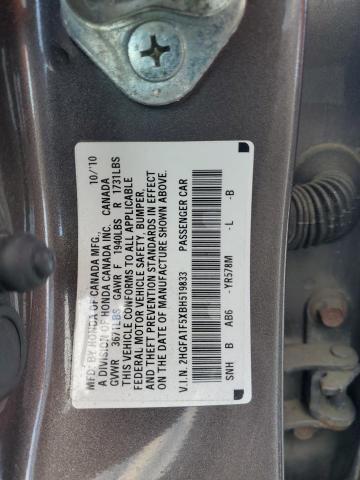 2HGFA1F5XBH519833 - 2011 HONDA CIVIC LX GRAY photo 12
