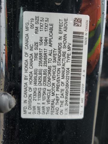 2HKRW6H38KH221004 - 2019 HONDA CR-V LX შავი ფოტო 14