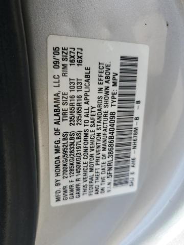 5FNRL38686B404098 - 2006 HONDA ODYSSEY EXL SILVER photo 14