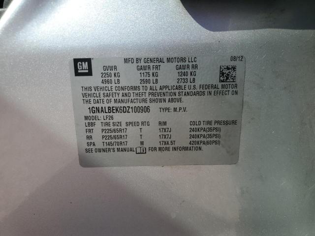 1GNALBEK6DZ100906 - 2013 CHEVROLET EQUINOX LS SILVER photo 13