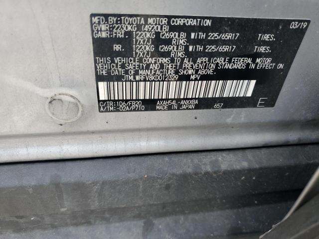 JTMLWRFV8KD012329 - 2019 TOYOTA RAV4 LE SILVER photo 13