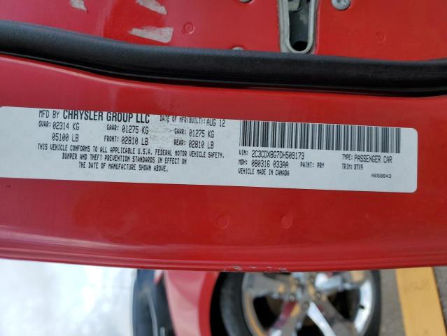 2C3CDXBG7DH509173 - 2013 DODGE CHARGER SE RED photo 12