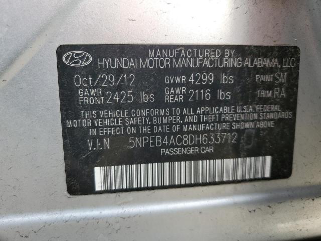 5NPEB4AC8DH633712 - 2013 HYUNDAI SONATA GLS SILVER photo 12