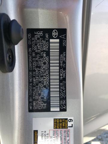 JTDKB20U957009585 - 2005 TOYOTA PRIUS SILVER photo 12