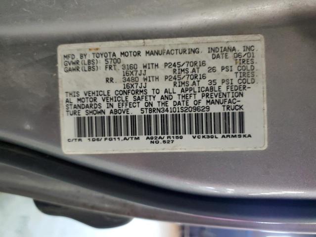 5TBRN34101S209629 - 2001 TOYOTA TUNDRA ACCESS CAB SR5 SILVER photo 12