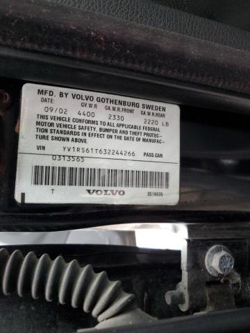 YV1RS61T632244266 - 2003 VOLVO S60 BLACK photo 12