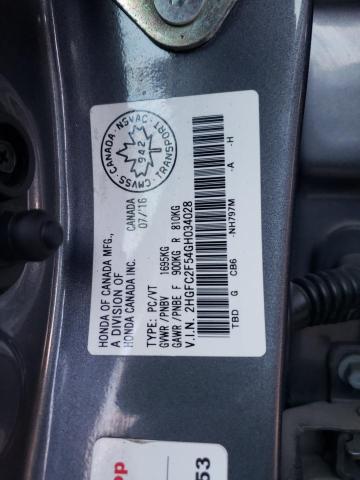 2HGFC2F54GH034028 - 2016 HONDA CIVIC LX GRAY photo 12