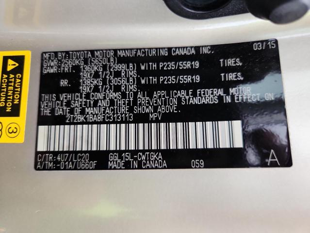 2T2BK1BA8FC313113 - 2015 LEXUS RX 350 BASE GOLD photo 14