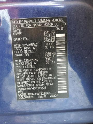 KNMAT2MVXKP505325 - 2019 NISSAN ROGUE S Көк фото 13