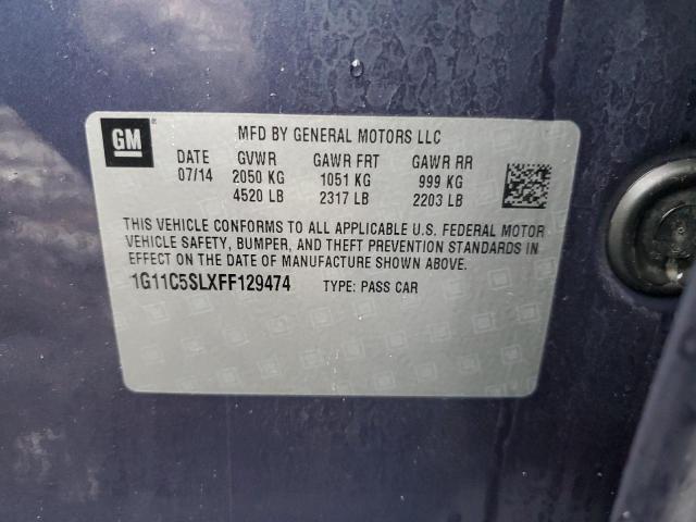 1G11C5SLXFF129474 - 2015 CHEVROLET MALIBU 1LT Mavi foto 12