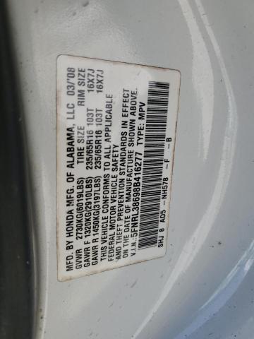 5FNRL38698B416277 - 2008 HONDA ODYSSEY EXL WHITE photo 13