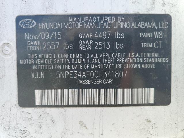 5NPE34AF0GH341807 - 2016 HYUNDAI SONATA SPORT WHITE photo 13