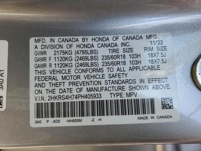 2HKRS4H74PH405933 - 2023 HONDA CR-V EXL SILVER photo 13