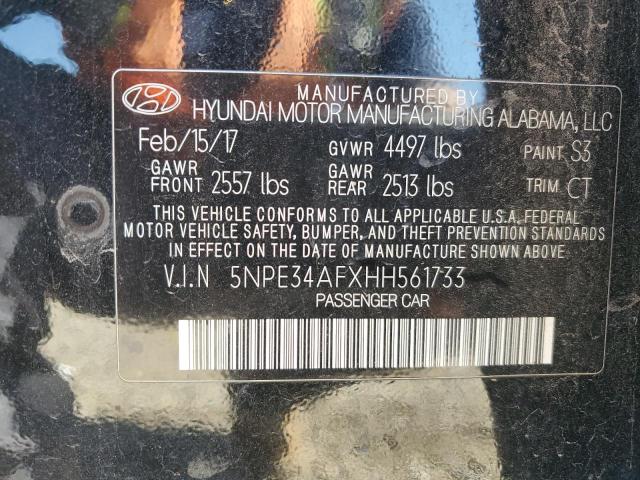 5NPE34AFXHH561733 - 2017 HYUNDAI SONATA SPORT BLACK photo 13