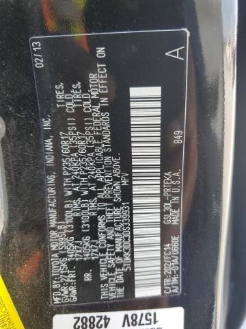 5TDKK3DC3DS339931 - 2013 TOYOTA SIENNA LE BLACK photo 13