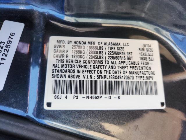 5FNRL188X4B120670 - 2004 HONDA ODYSSEY EX CHARCOAL photo 13