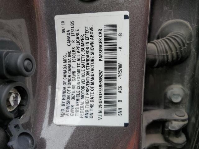 2HGFA1F66BH505257 - 2011 HONDA CIVIC LX-S GRAY photo 13