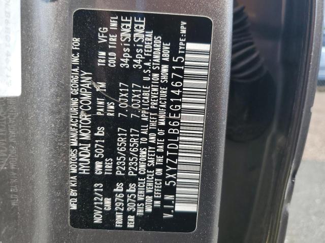 5XYZTDLB6EG146715 - 2014 HYUNDAI SANTA FE S GRAY photo 13