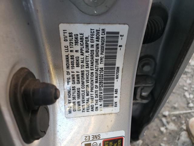 19XFA1F52BE032104 - 2011 HONDA CIVIC LX SILVER photo 13