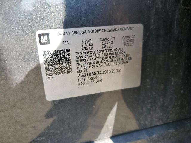 2G1105S34J9122112 - 2018 CHEVROLET IMPALA LT CHARCOAL photo 12