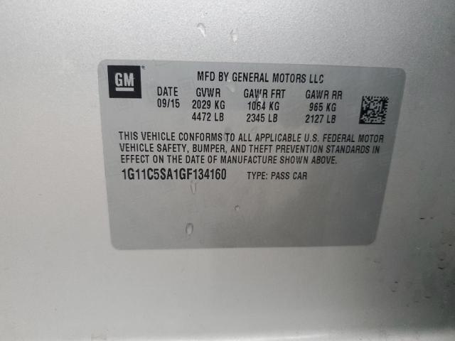 1G11C5SA1GF134160 - 2016 CHEVROLET MALIBU LIM LT 银色 照片 12