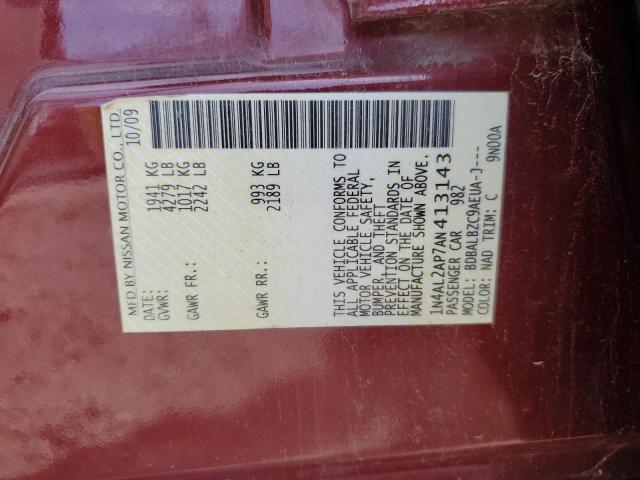 1N4AL2AP7AN413143 - 2010 NISSAN ALTIMA BASE Bordo fotoğraf 13