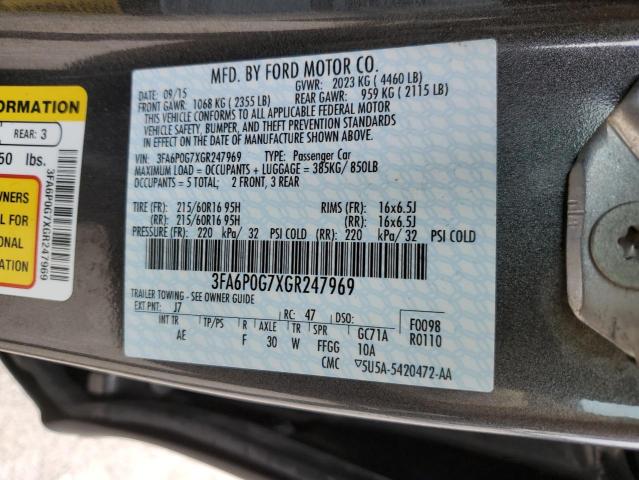 3FA6P0G7XGR247969 - 2016 FORD FUSION S SILVER photo 13