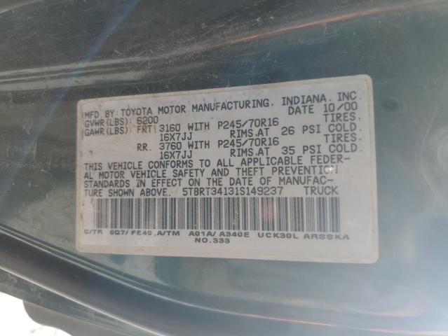 5TBRT34131S149237 - 2001 TOYOTA TUNDRA ACCESS CAB Verde foto 12