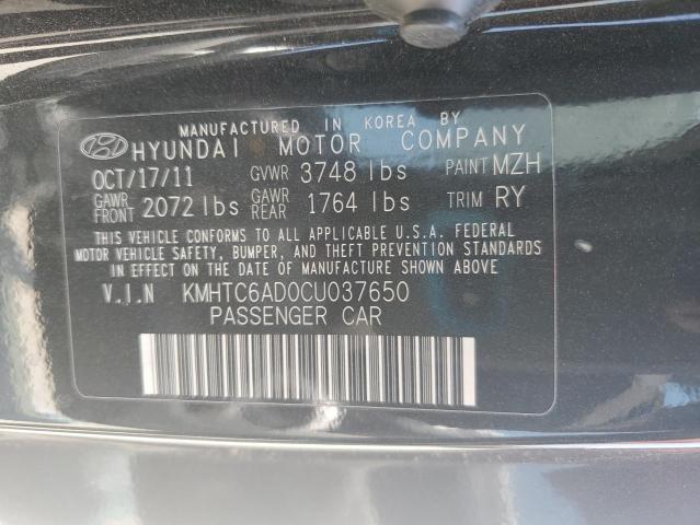 KMHTC6AD0CU037650 - 2012 HYUNDAI VELOSTER შავი ფოტო 12