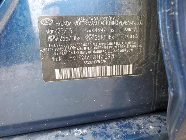 5NPE24AF7FH212920 - 2015 HYUNDAI SONATA SE BLUE photo 12