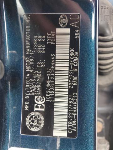 2T1BURHE2JC964446 - 2018 TOYOTA COROLLA L ლურჯი ფოტო 13