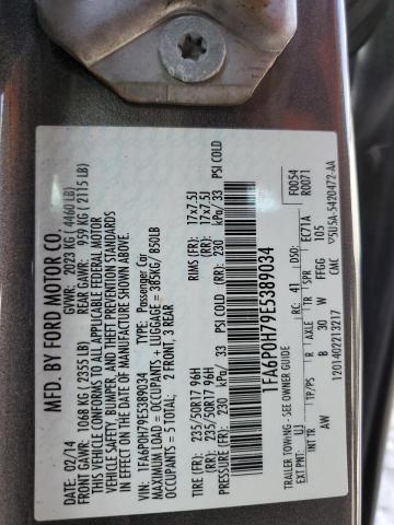 1FA6P0H79E5389034 - 2014 FORD FUSION SE GRAY photo 13