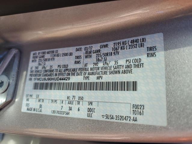 1FMCU9J90HUD44429 - 2017 FORD ESCAPE TITANIUM 银色 照片 14