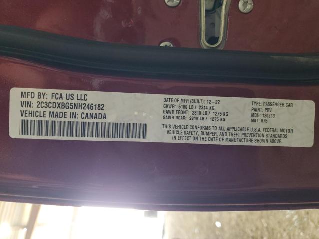 2C3CDXBG5NH246182 - 2022 DODGE CHARGER SXT RED photo 13