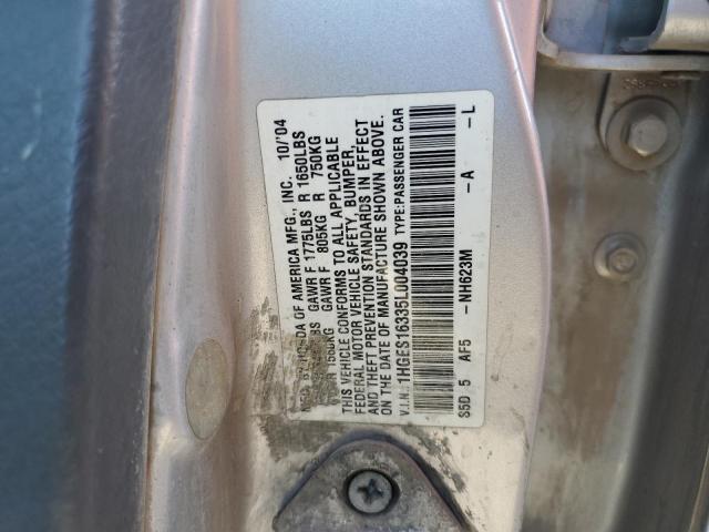 1HGES16335L004039 - 2005 HONDA CIVIC DX VP Արծաթագույն լուսանկար 12