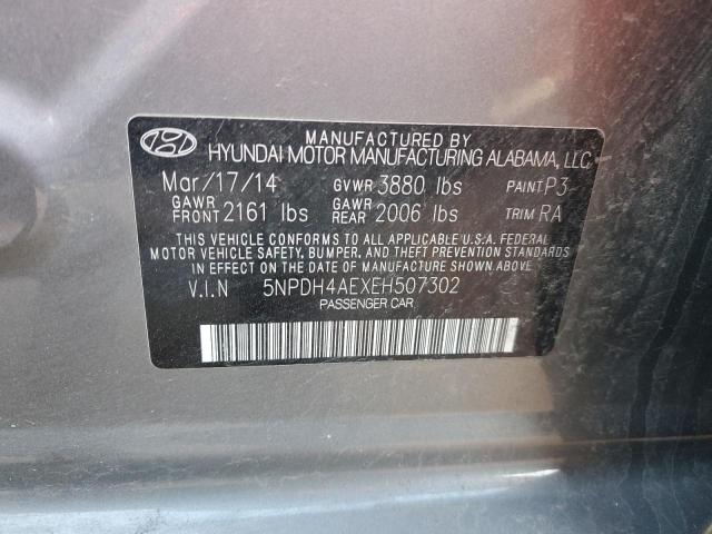 5NPDH4AEXEH507302 - 2014 HYUNDAI ELANTRA SE GRAY photo 12