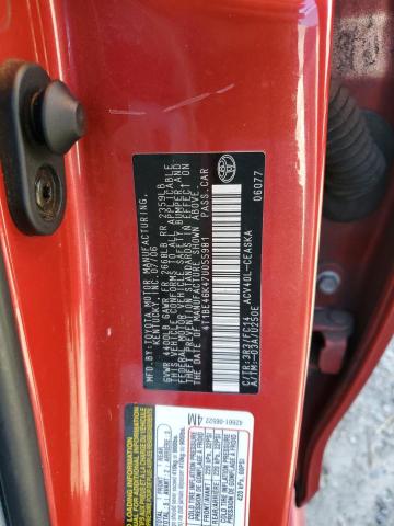 4T1BE46K47U055981 - 2007 TOYOTA CAMRY CE RED photo 13