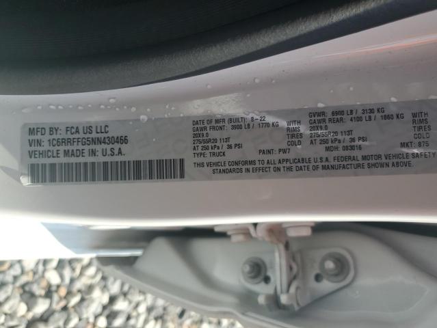 1C6RRFFG5NN430466 - 2022 RAM 1500 BIG HORN/LONE STAR WHITE photo 13