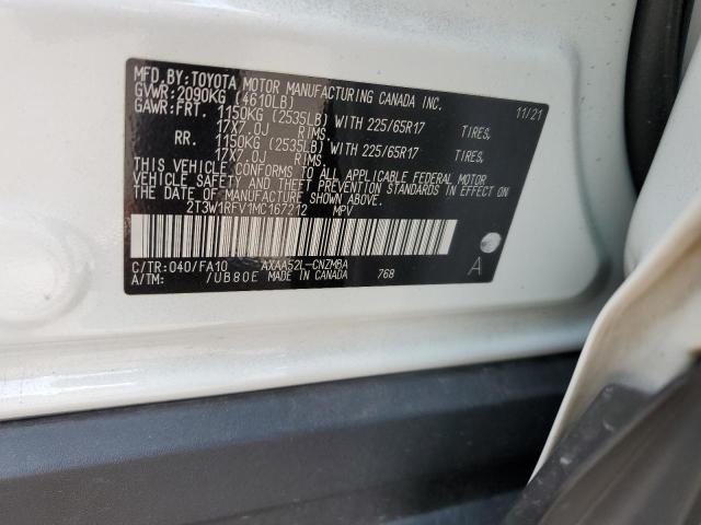 2T3W1RFV1MC167212 - 2021 TOYOTA RAV4 XLE WHITE photo 13