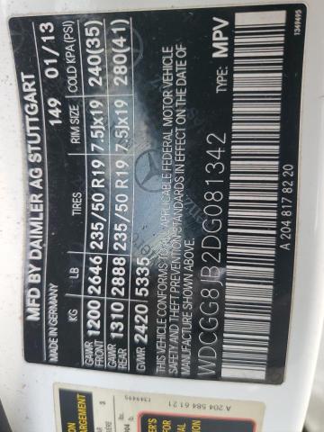 WDCGG8JB2DG081342 - 2013 MERCEDES-BENZ GLK 350 4MATIC WHITE photo 13