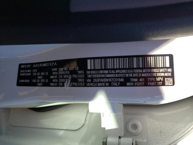 ZASPAKBN1K7C51546 - 2019 ALFA ROMEO STELVIO TI WHITE photo 14