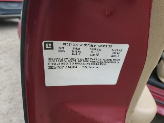 2G2WP552161146003 - 2006 PONTIAC GRAND PRIX BURGUNDY photo 12
